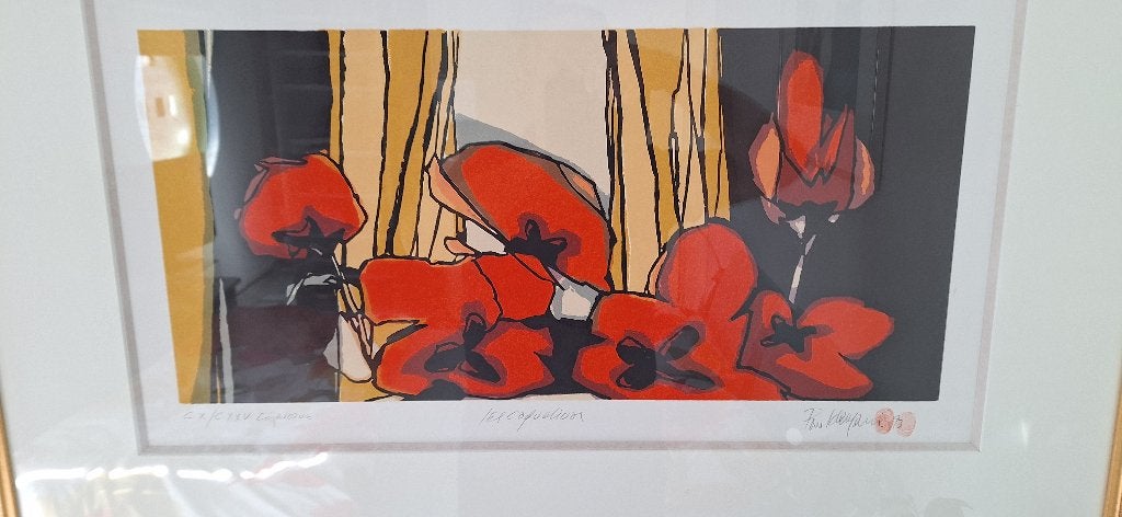 Fon Klement , les coquelicots, Ophalen, Gesigneerd, Overige techniek, Dieren en Natuur