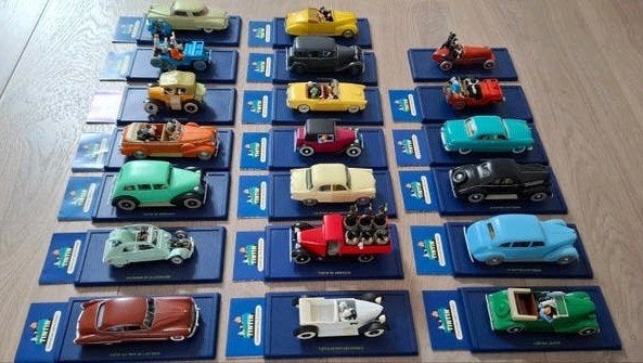 Collectie Kuifje auto's (20 stuks) met doosje en certificaat, Hobby en Vrije tijd, Modelauto's | 1:43, Ophalen of Verzenden, Zo goed als nieuw