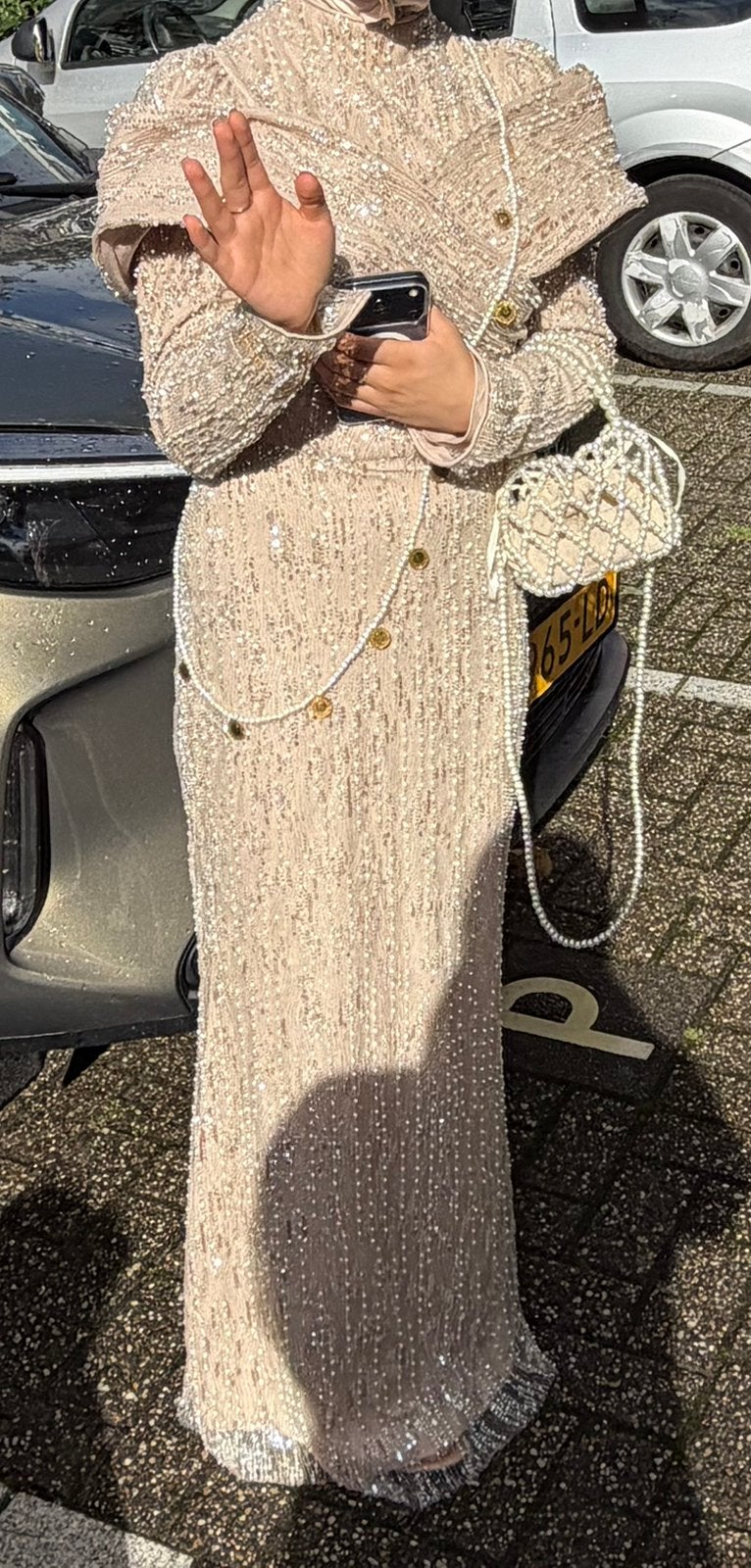 Lavin jurk beige, Ophalen of Verzenden, Zo goed als nieuw, Beige, Galajurk