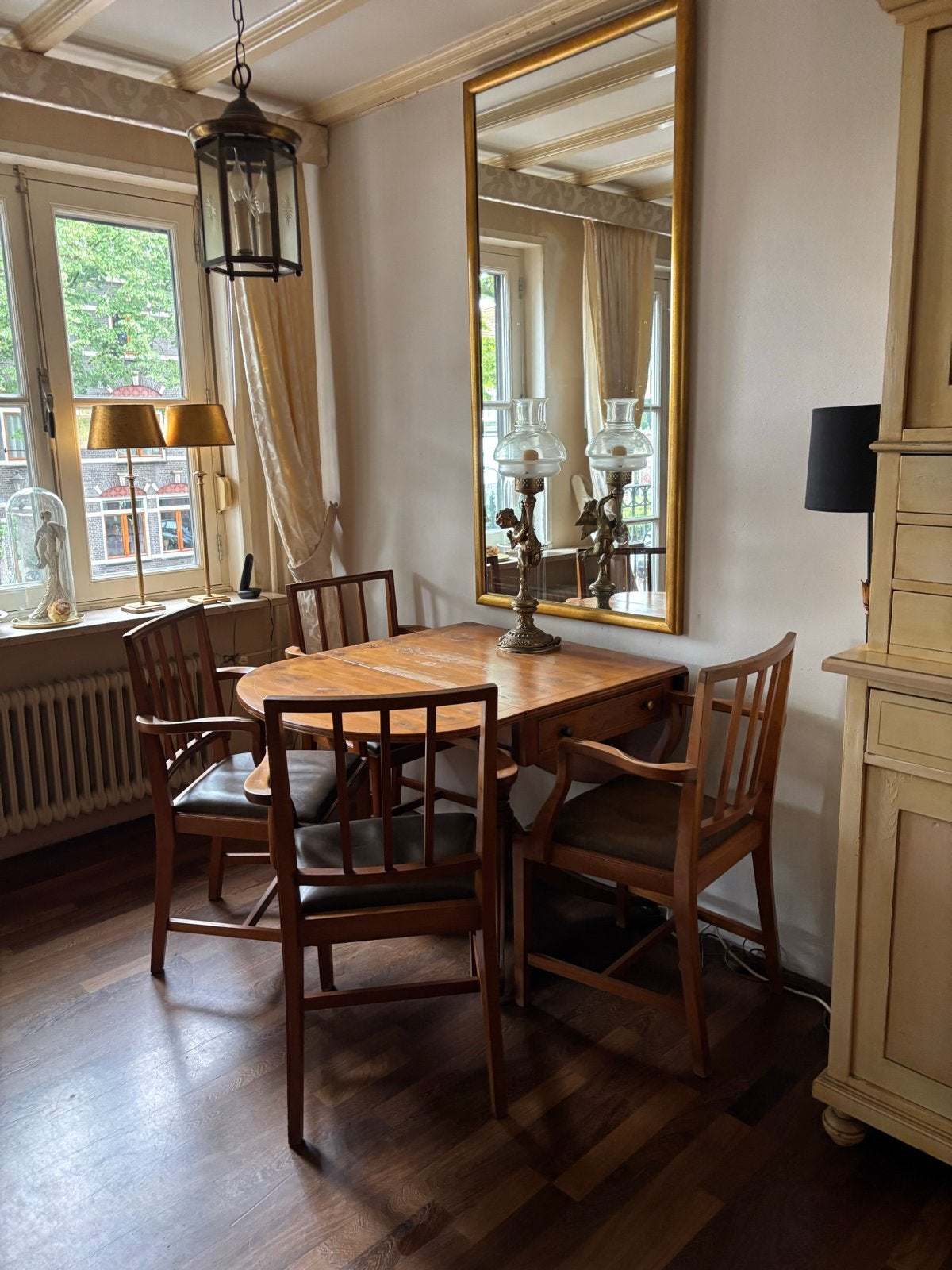 Compacte 4-persoons eethoek met inklapbare tafel, Ophalen of Verzenden, Gebruikt, Vier personen, Overige houtsoorten