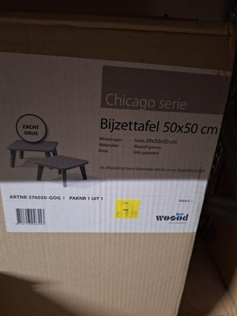 Bijzettafel 29x50x50 cm grijs, Huis en Inrichting, Tafels | Bijzettafels, Ophalen, Minder dan 45 cm, Minder dan 55 cm, Vierkant