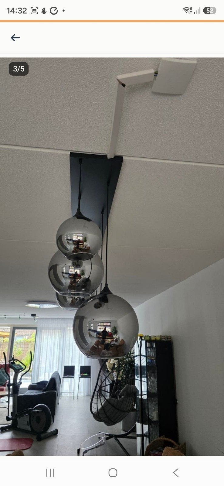 Art Deco Hanglamp Zwart met Smoke Glas - 8-lichts, Art Deco, Modern, Overige fittingen, Ophalen of Verzenden, Zo goed als nieuw