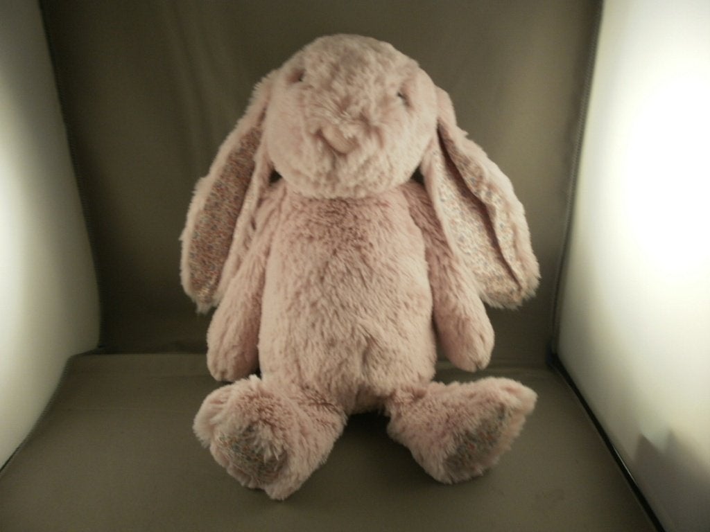 Bauer konijn roze harig velours en gebloemde oren/ pootzolen, Ophalen of Verzenden, Middelgroot (20 tot 80 cm), Roze, Wasbaar