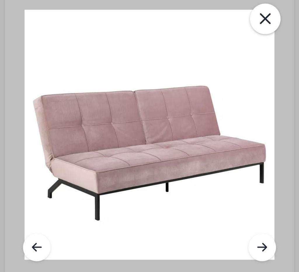 Grijze Velvet Slaapbank - 2 persoons, Ophalen, Zo goed als nieuw, Twijfelaar, 120 cm