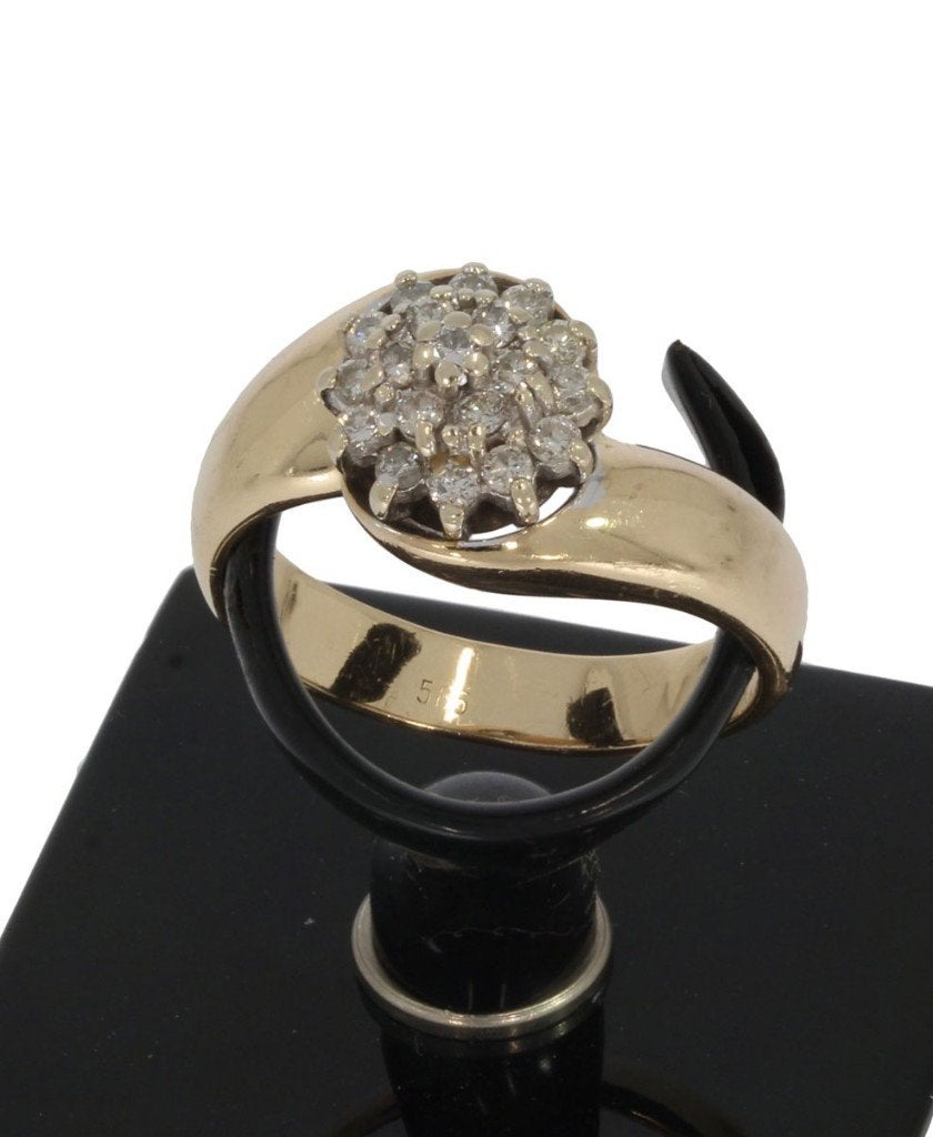 Diamanten luxe 14k gouden rozet entourage dame ring briljant, 18 tot 19, Voordeelsieraden, Ophalen of Verzenden, Zo goed als nieuw