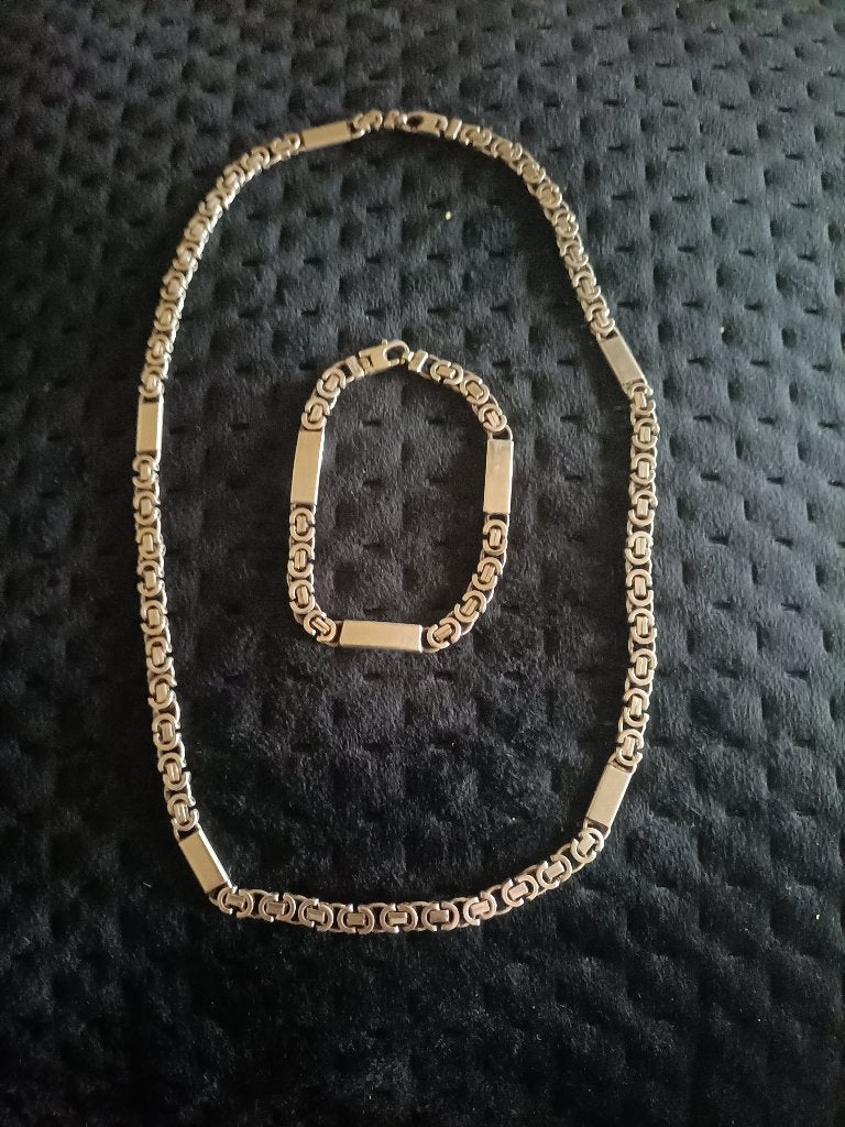 Set zilveren ketting en armband 925, Sieraden, Tassen en Uiterlijk, Ophalen of Verzenden, Zo goed als nieuw, Zilver, Zilver