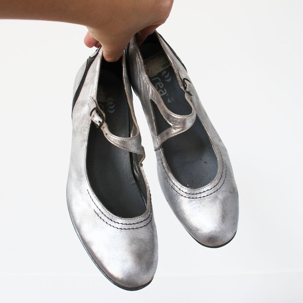 Mooie Zilver Leren Durea Pumps s6 (Maat 4½ / 37½) € 55,-