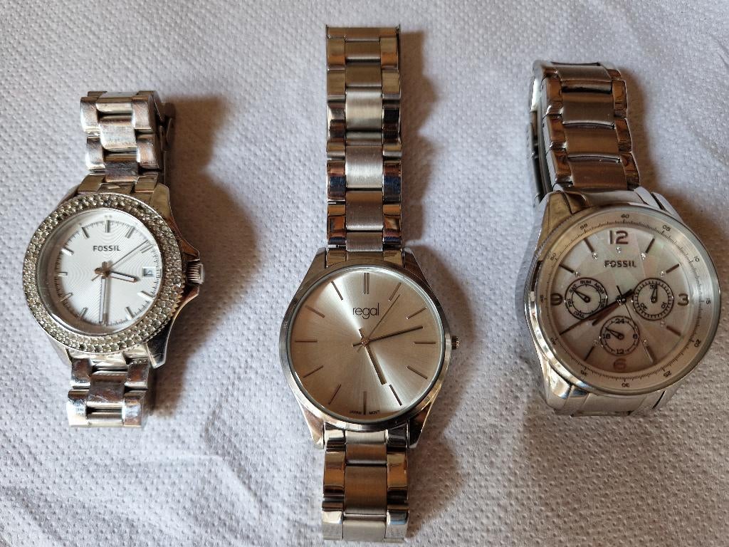 Horloges (Fossil + Regal), Sieraden, Tassen en Uiterlijk, Horloges | Dames, Staal, Gebruikt, Staal, Fossil
