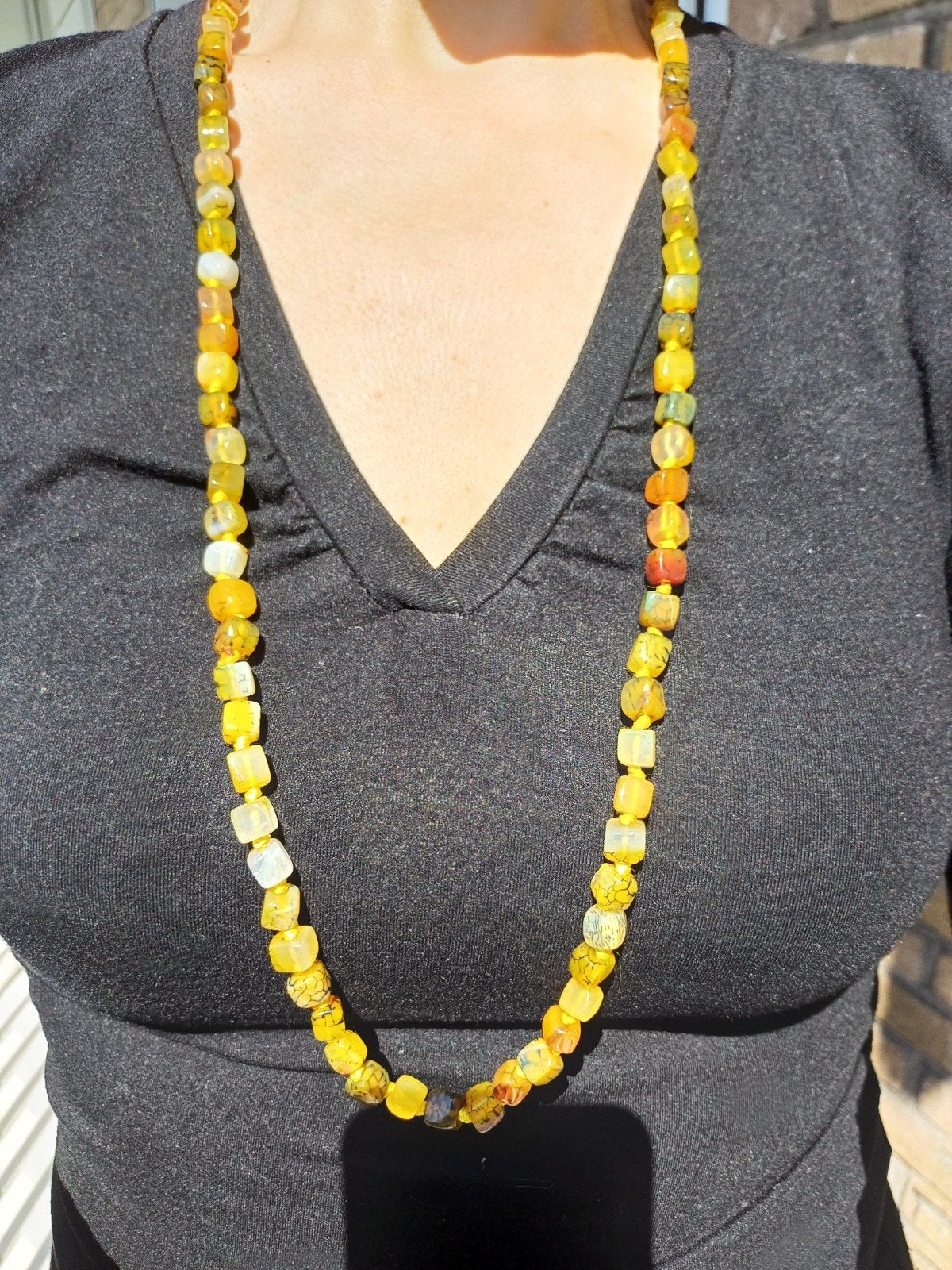 Vanoli collier / ketting van geel agaat, Sieraden, Tassen en Uiterlijk, Kettingen, Daiva1973@hotmail.com, Vanoli, Amsterdam, Geel