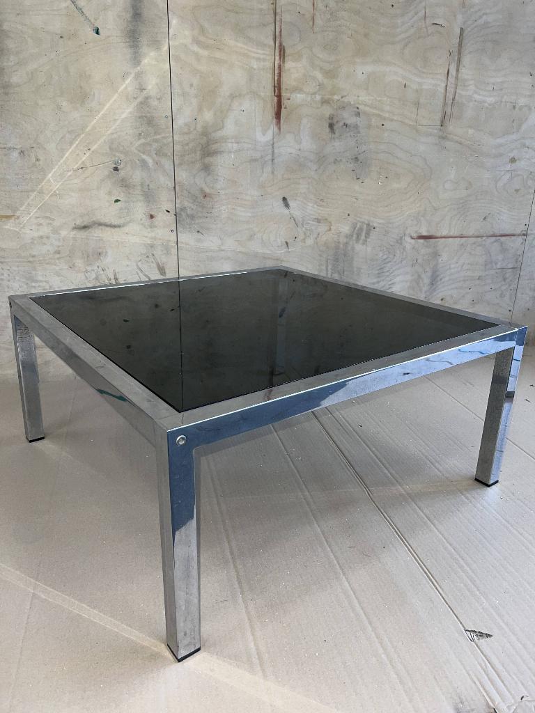 Chrome and Glass Coffee Table, Ophalen, Gebruikt, 50 tot 100 cm, 50 tot 100 cm