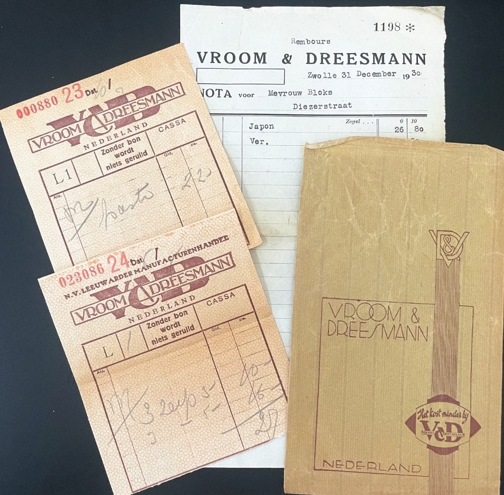 Vroom & Dreesmann (V&D) - 4 oude documenten - 1930, Verzenden, Gebruikt, Overige typen