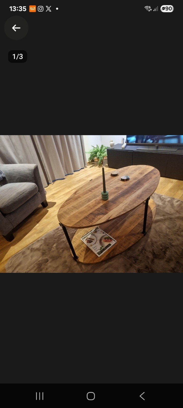 salon Tafel van mango hout, Ophalen, Gebruikt, 50 tot 100 cm, 100 tot 150 cm
