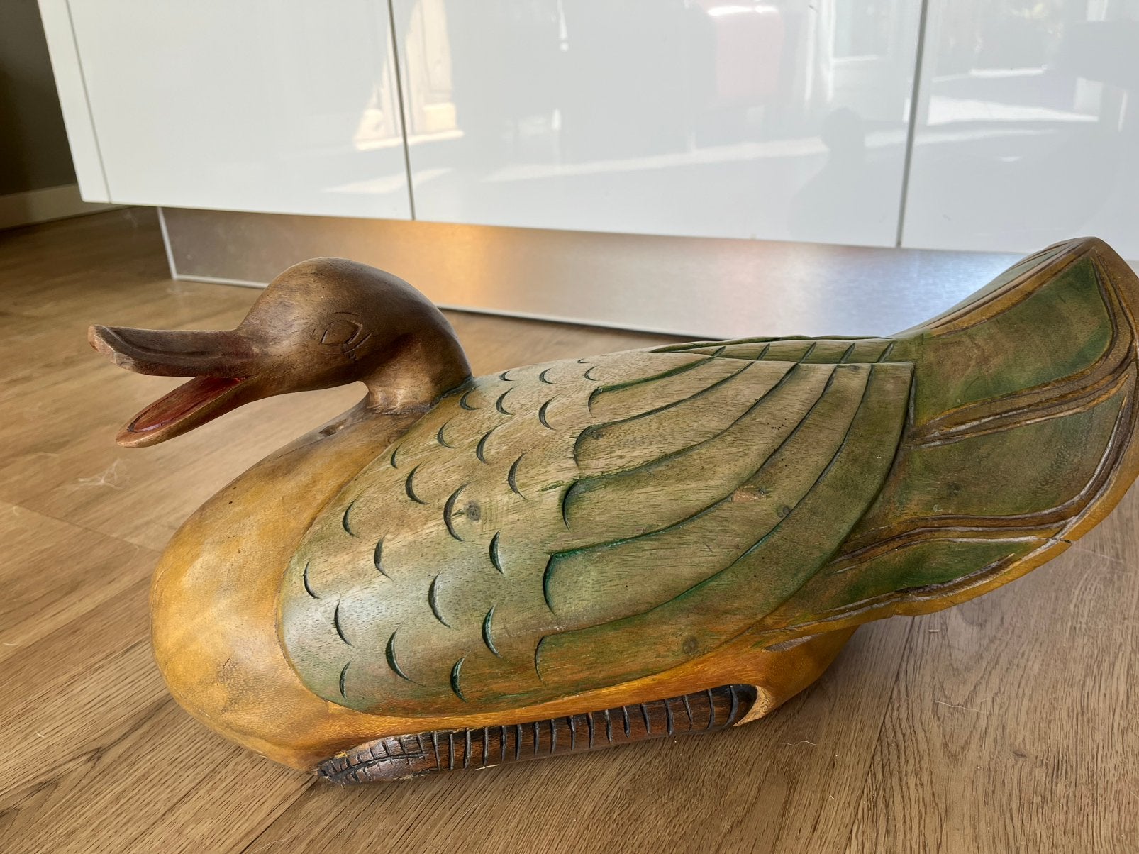 Vintage grote houten eend. Beeld eend, Ophalen of Verzenden