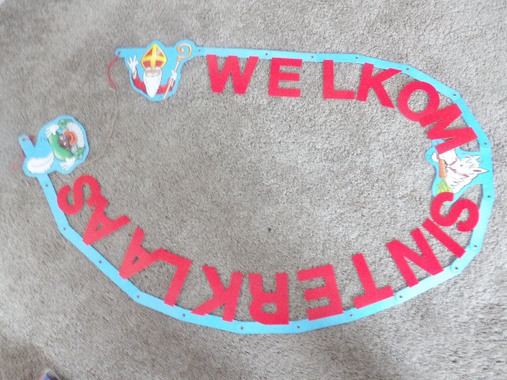 slinger rood met blauw WELKOM SINTERKLAAS, Diversen, Sinterklaas, Ophalen of Verzenden, Zo goed als nieuw