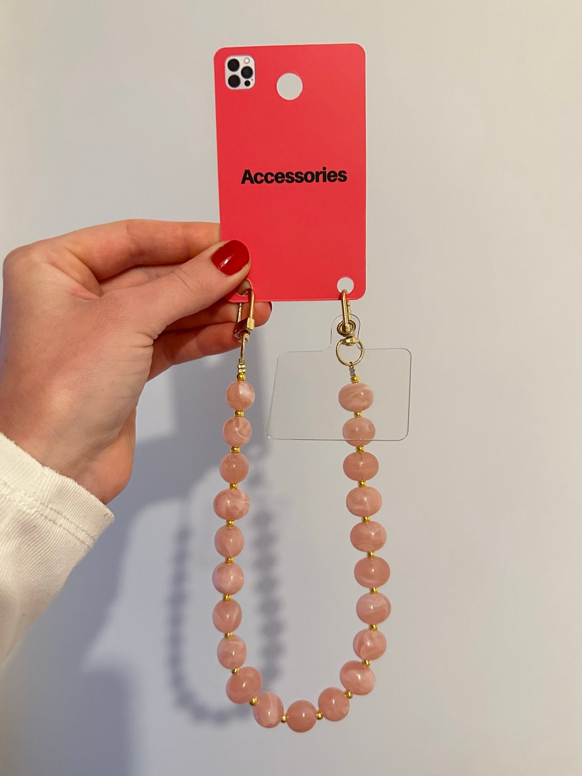 Telefoonkoord roze bolletjes Yehwang nieuw, Verzenden, Nieuw, Telefoonhanger of Accessoire, Universeel