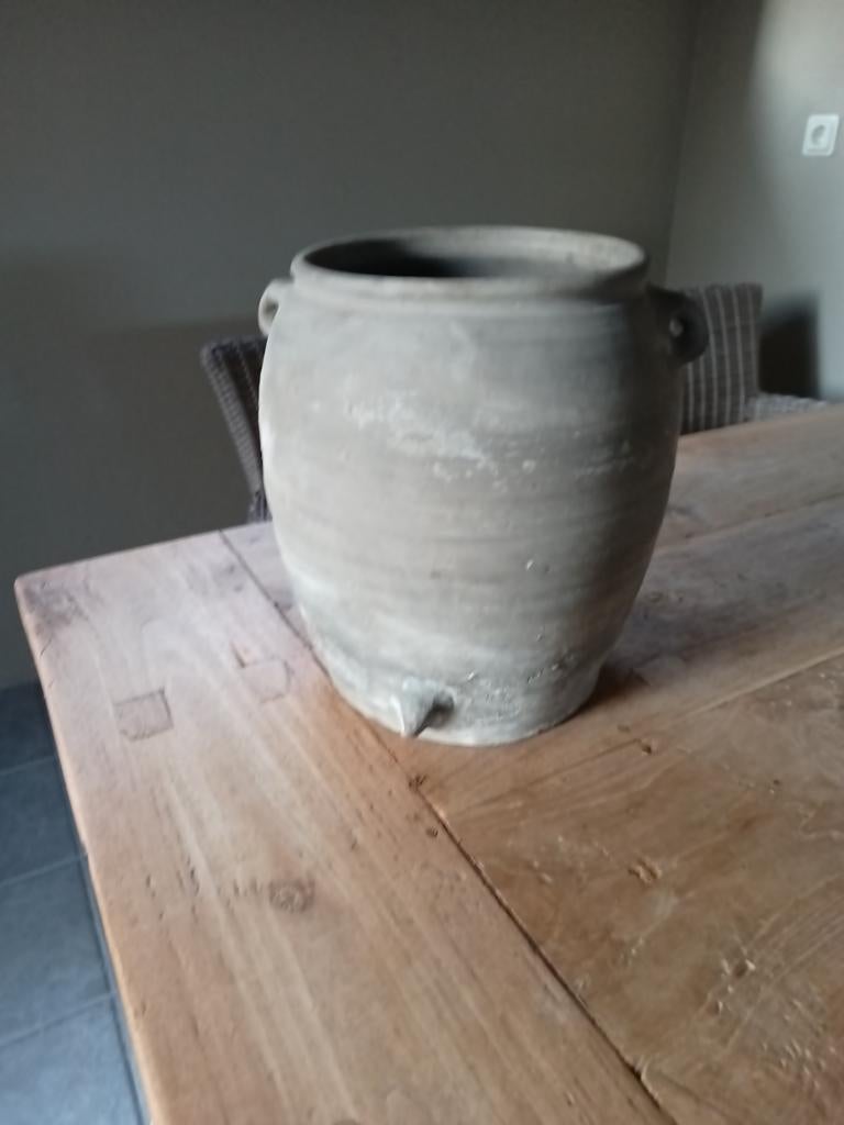 Oude aardewerk kruik grijs China, Ophalen, Gebruikt