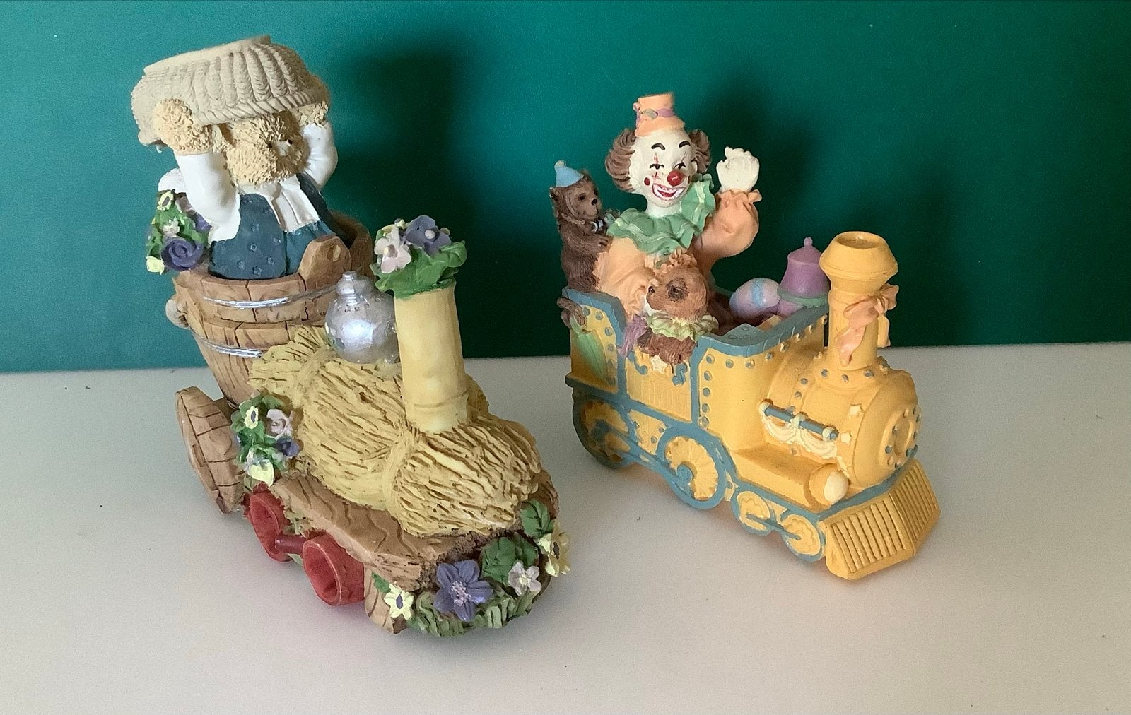 Decoratieve Treinbeeldjes: Beer en Clown, Ophalen of Verzenden, Gebruikt