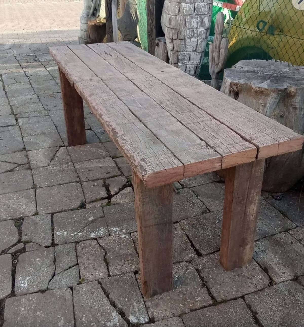 Unieke tafel van uitgeleefd Azobé-hout, Tuin en Terras, Tuintafels, Ophalen, Nieuw, Rechthoekig, Hout