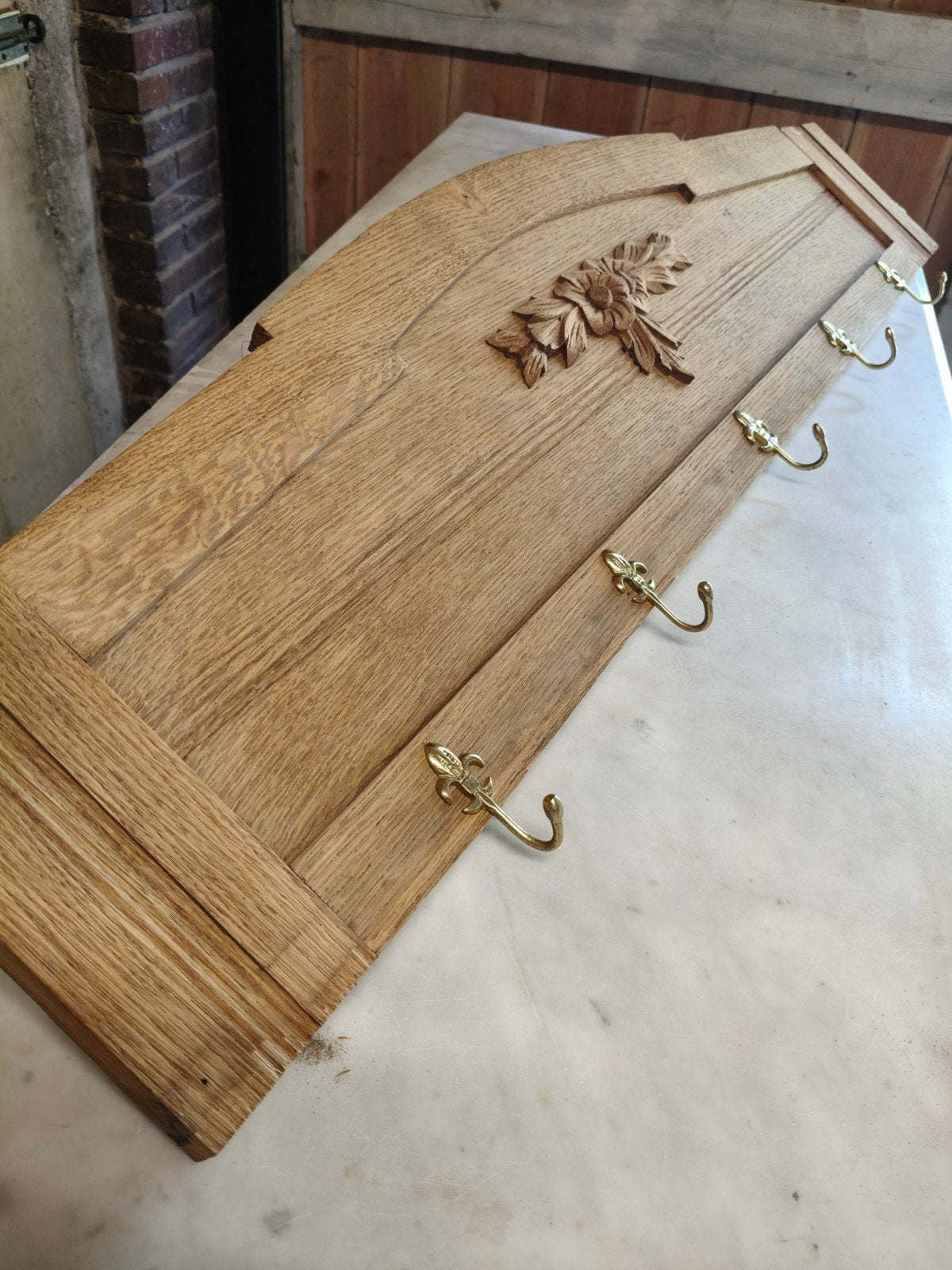 Antiek eiken kapstok / handdoekrek, Ophalen of Verzenden