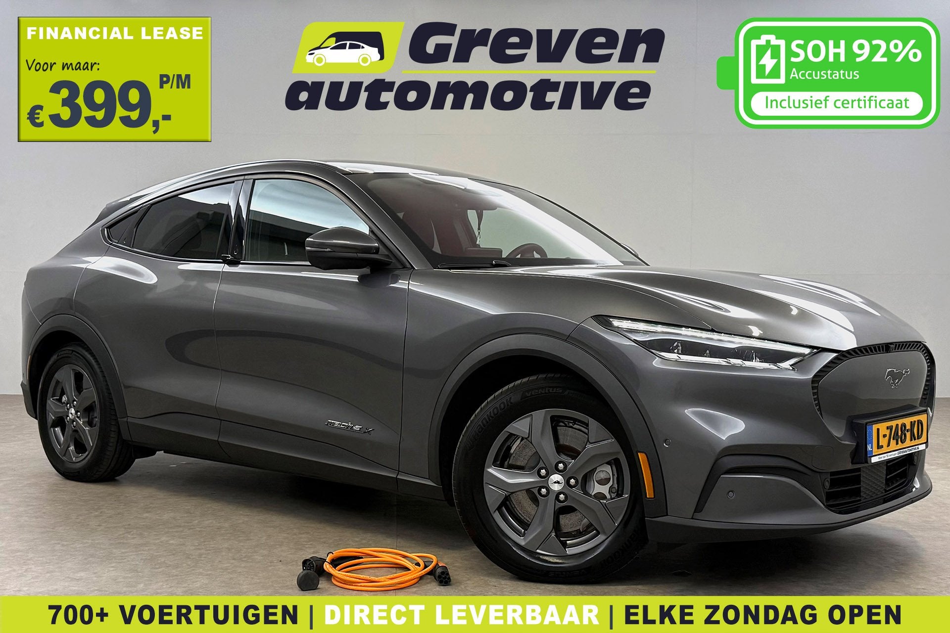 Ford Mustang Mach-E Extended RWD 98 kWh | Snelladen | SOH 92, Auto's, Gebruikt, 750 kg, 610 km, Origineel Nederlands