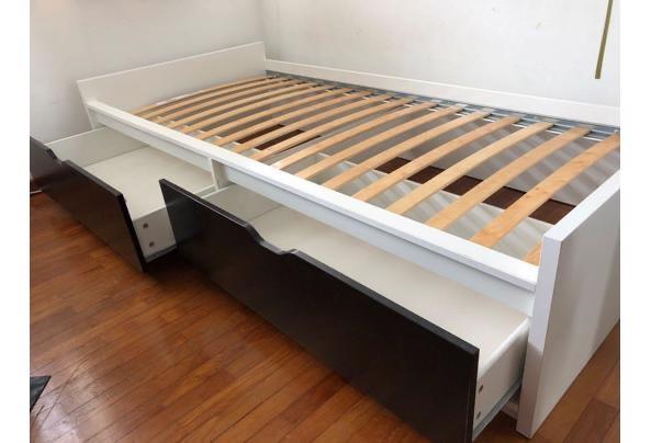 Ikea Flaxa Eenpersoonsbed wit met zwarte lades, Ophalen, Gebruikt, 90 cm, Eenpersoons