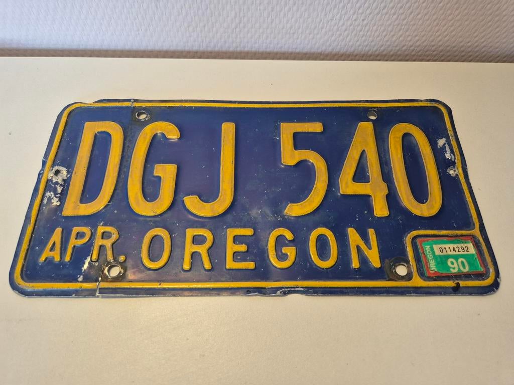 Oude USA Amerikaanse kentekenplaat Oregon 1990, Verzamelen, Ophalen of Verzenden, Gebruikt
