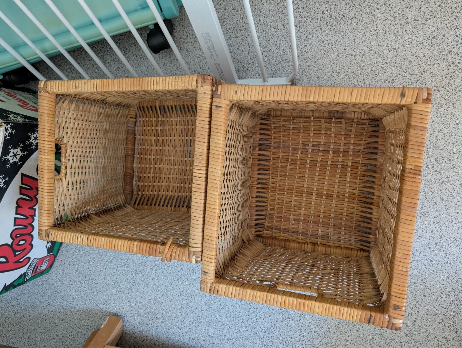 2 rieten manden, opbergmanden, speelgoedmanden, Ophalen, Gebruikt, Mand, Vierkant