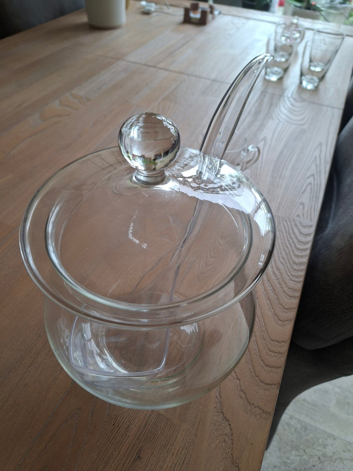 Sangria set met bowl, lepel en 5 glaasjes, Overige typen, Ophalen of Verzenden, Gebruikt, Glas
