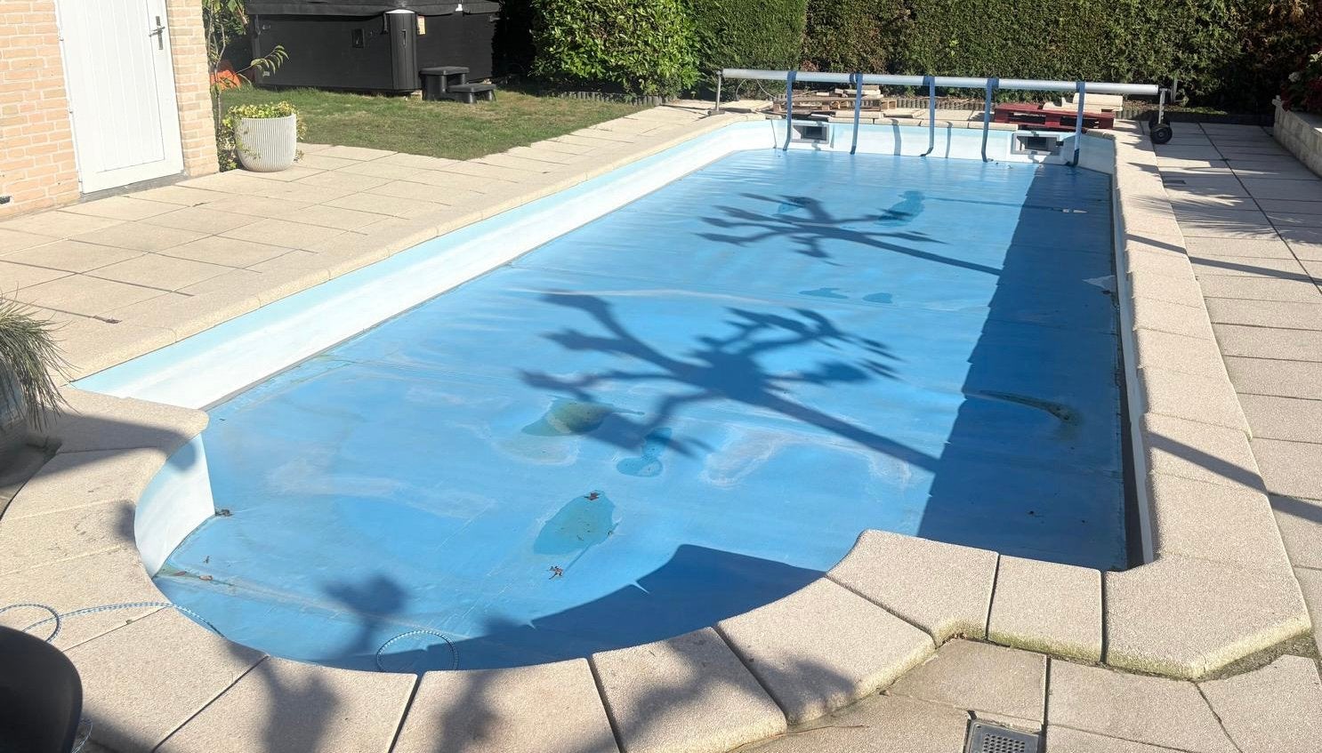 Afdekzeil 4x10 m handmatig, Tuin en Terras, Ophalen, Zo goed als nieuw, Afdekzeil