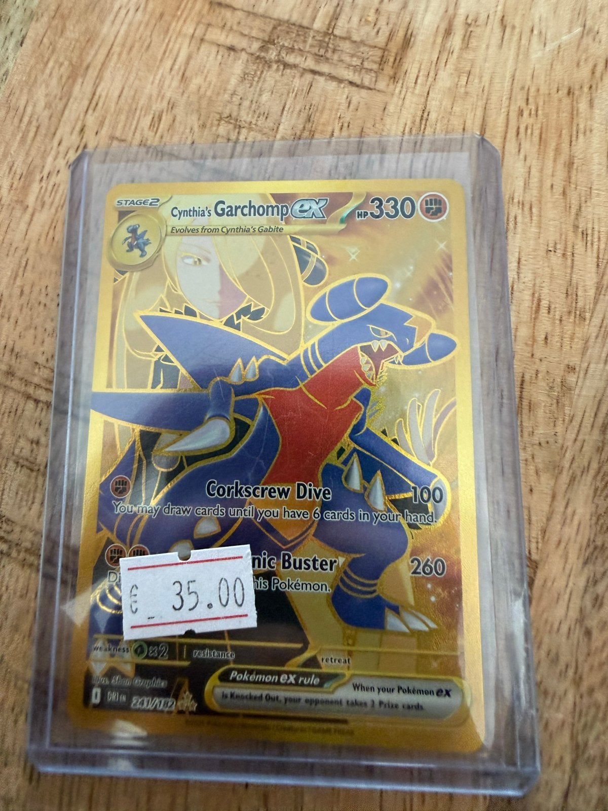 Cynthia's Garchomp ex Pokémon kaart - Gouden Foil, Ophalen of Verzenden, Zo goed als nieuw, Losse kaart, Foil