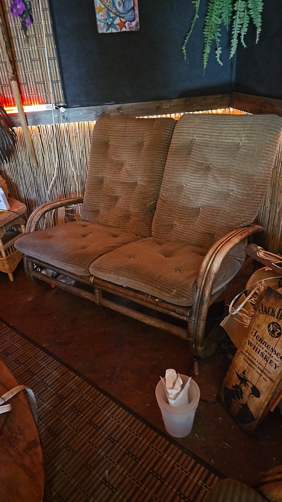 Vintage Bamboe Rotan Set Jaren '50/'60 - Bank en Fauteuil, Ophalen