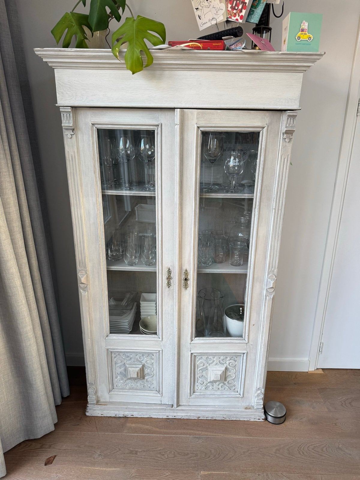 Vintage Vitrinekast, Huis en Inrichting, Kasten | Vitrinekasten, Ophalen, Gebruikt, 50 tot 100 cm, Met lade(s)