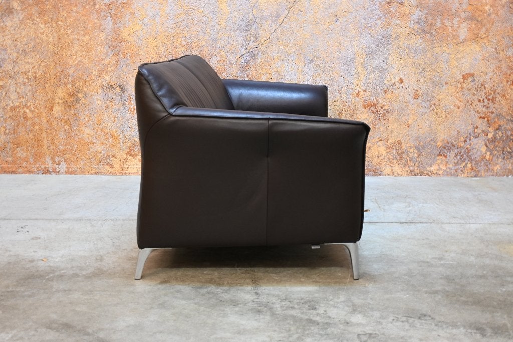 ZGANieuw bruine leren Leolux Mayon design bank, Leolux, Leolux, 150 tot 200 cm, Tweepersoons