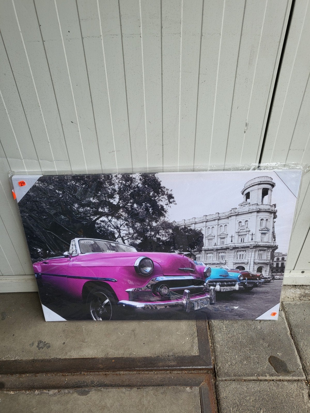 Canvas Schilderij Roze Oldtimer Cuba, Ophalen, 50 – 75, Nieuw, Schilderij