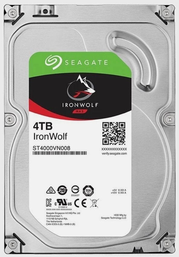 Seagate IronWolf 4TB NAS HDD ST4000VN008 - CMR, uit Synology, Intern, Gebruikt, Server, HDD