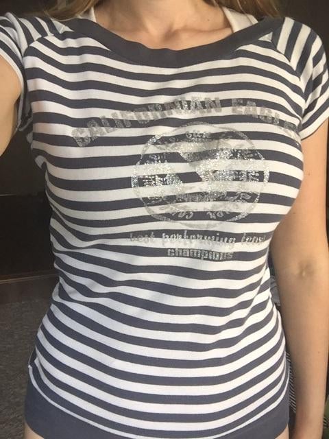 C&A bretonse streep matros navy top t-shirt maat 42, Blauw, Maat 42/44 (L), Nieuw, Ophalen of Verzenden