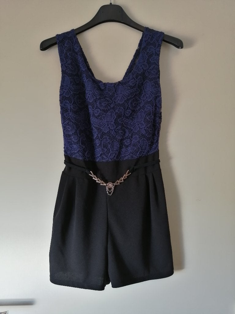 Jumpsuit / Playsuit - Maat 36 / S - Vlinder Kant, Kleding | Dames, Jumpsuits, Maat 36 (S), Verzenden, Blauw, Onbekend