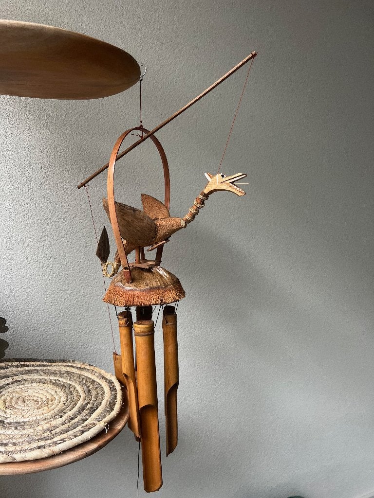 Bamboe windgong draak uit bali indonesie, Verburgt Vintage, Nieuw, Ophalen of Verzenden, https://verburgtvintage.nl/#contact