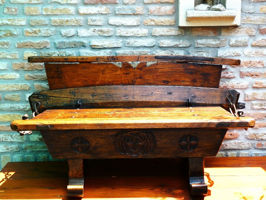 Antiek uniek koetsbankje klepbankje bank kist koets ca. 1730, Antiek en Kunst, Ophalen