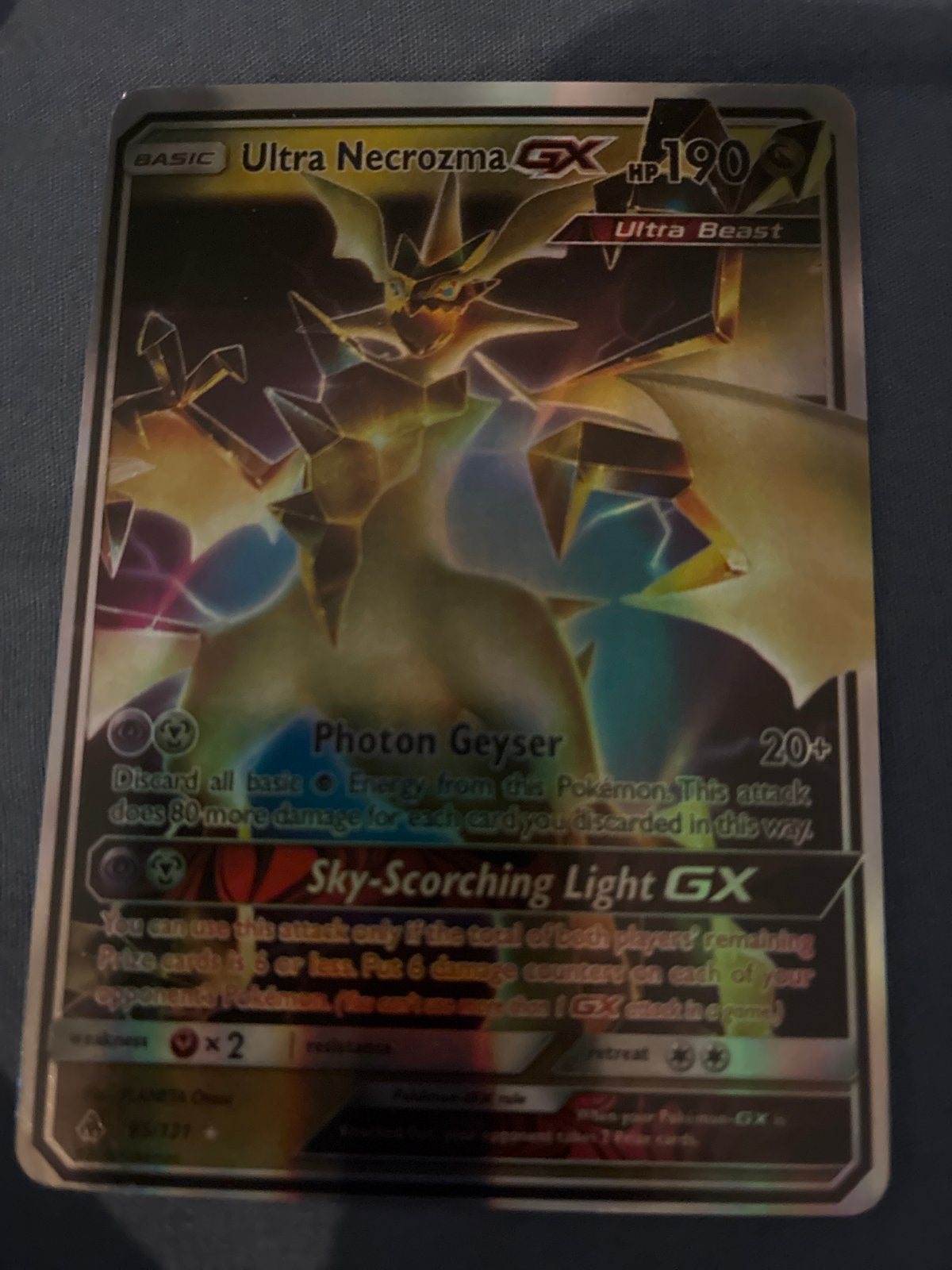 Pokémon Kaart: Ultra Necrozma GX (Full Art), Ophalen of Verzenden, Zo goed als nieuw, Losse kaart, Foil