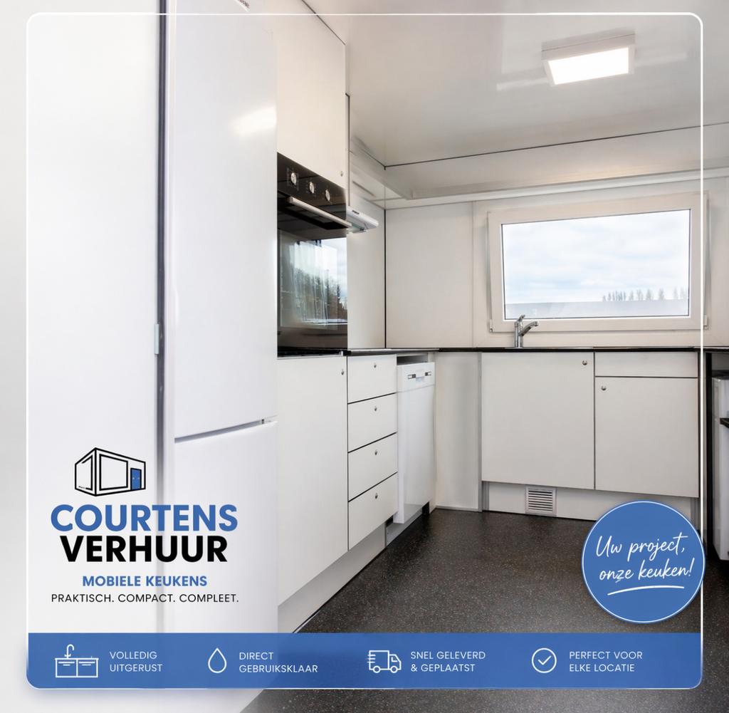 Mobiele Keuken Huren - Praktisch, Compact, Compleet, Huis en Inrichting, Keuken | Complete keukens, Ophalen, Wit, Hoekkeuken, Zo goed als nieuw