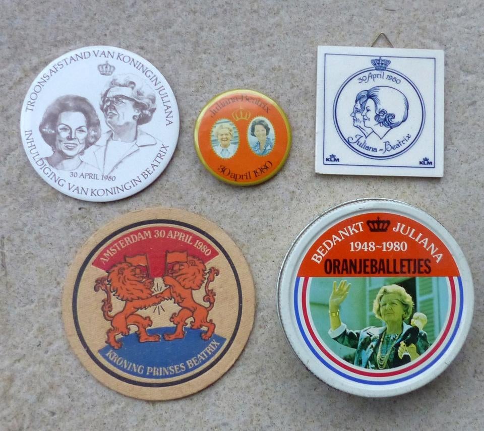 Inhuldiging koningin Beatrix 30 april 1980 items Juliana, Ophalen of Verzenden, Gebruikt, Nederland, Overige typen