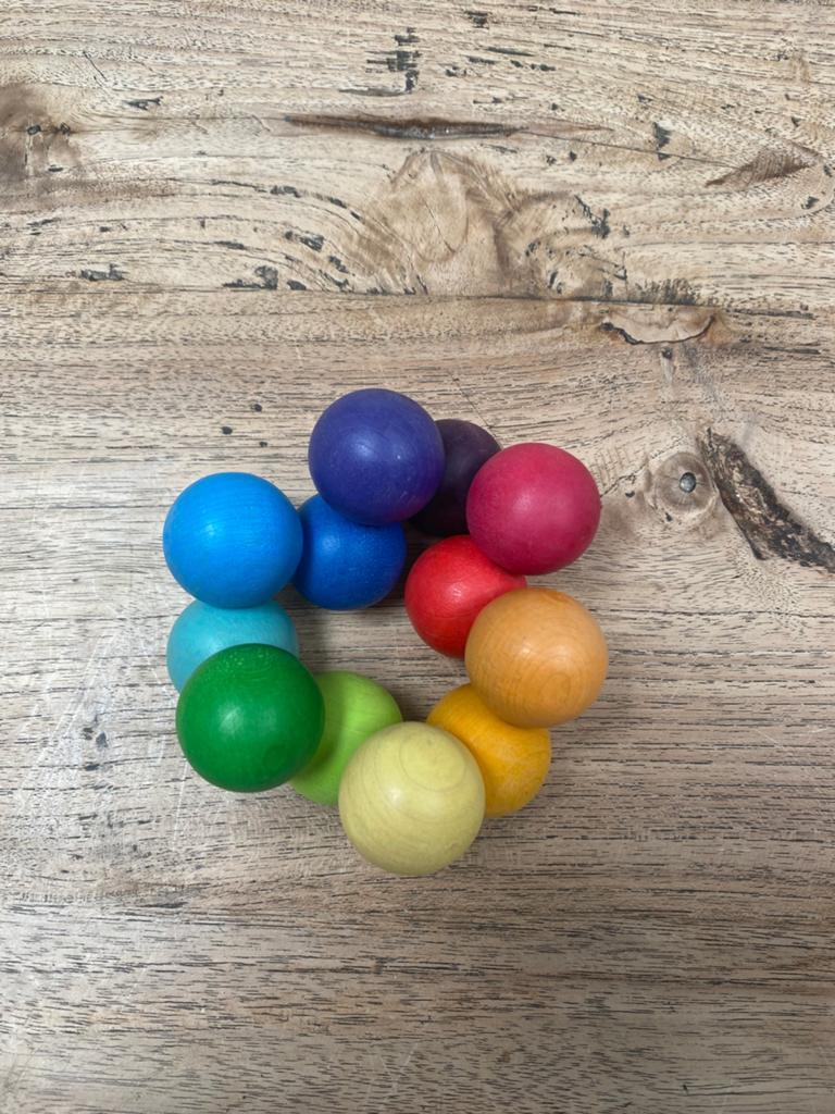 Grimms houten babyspeeltje kralen/ballen, zgan, Ophalen of Verzenden, Zo goed als nieuw