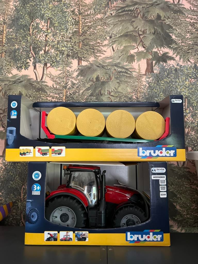 Bruder Steyr 6300 Terrus CVT & Balen Transport Trailer, Kinderen en Baby's, Speelgoed | Speelgoedvoertuigen, Ophalen, Zo goed als nieuw