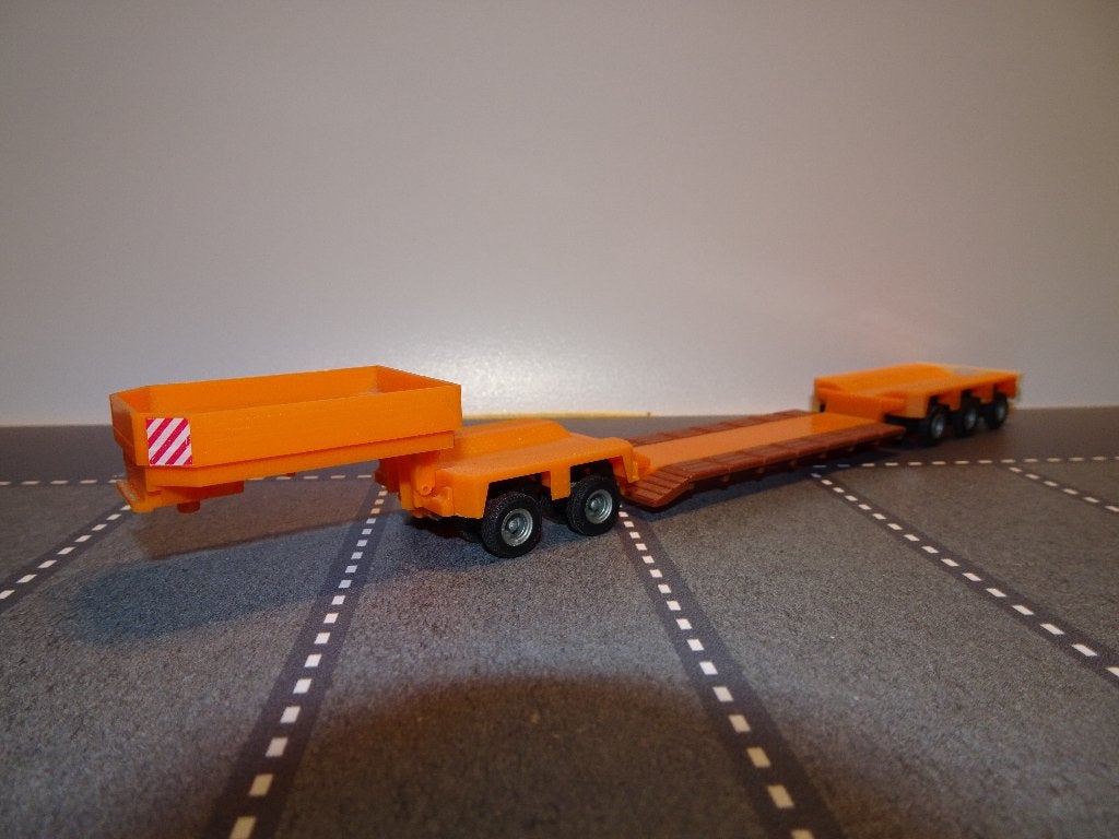 329 herpa v.d.vlist goldhofer opleggger oranje 1:87 truck, Ophalen of Verzenden, Zo goed als nieuw, Bus of Vrachtwagen, Herpa