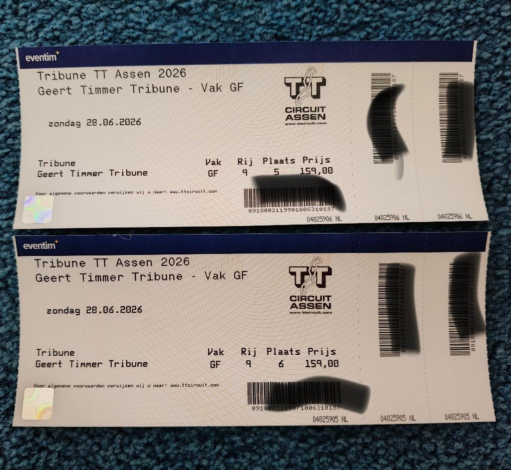 TT Kaarten zondag 28 juni  Geert Timmer Tribune VAK GF, Tickets en Kaartjes, Sport | Overige, Twee personen, Juni