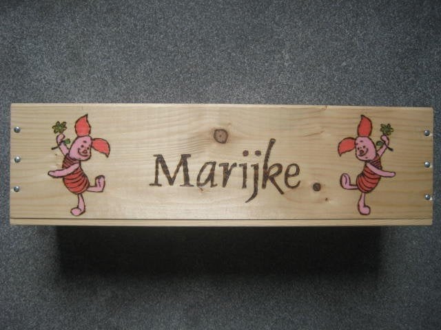 verjaardag wijnkistje gepersonaliseerd Creamar Pyrografie, Ophalen of Verzenden, Nieuw, Versiering, Verjaardag