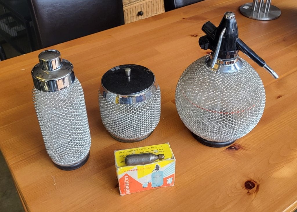 Luxe Vintage Mesh Barset - Mid-Century, Zilver, Ophalen of Verzenden, Overige merken, Glas
