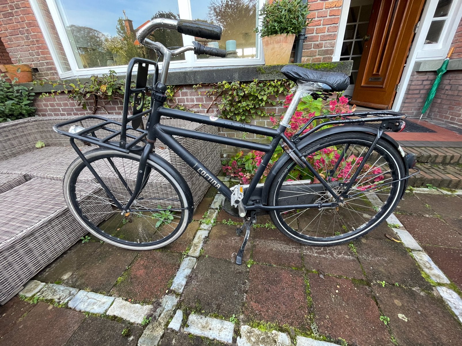 Opknapper!!!  Cortina transport Herenfiets zwart maat 52, Terugtraprem, Gebruikt, Versnellingen, 49 tot 53 cm