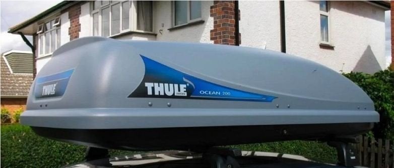 Dakkoffer Thule Evolution (450 liter) + dakdragers te huur, Ophalen, Gebruikt